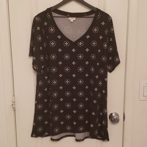 Lularoe 3X Black and Pale Yellow Design Christy